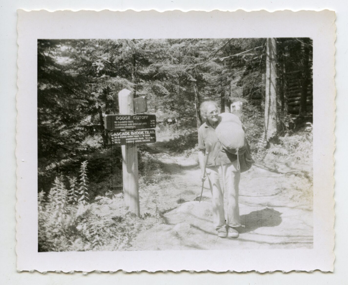 Emma Gatewood at Lonesome Lake on her second A.T. trip in 1957
