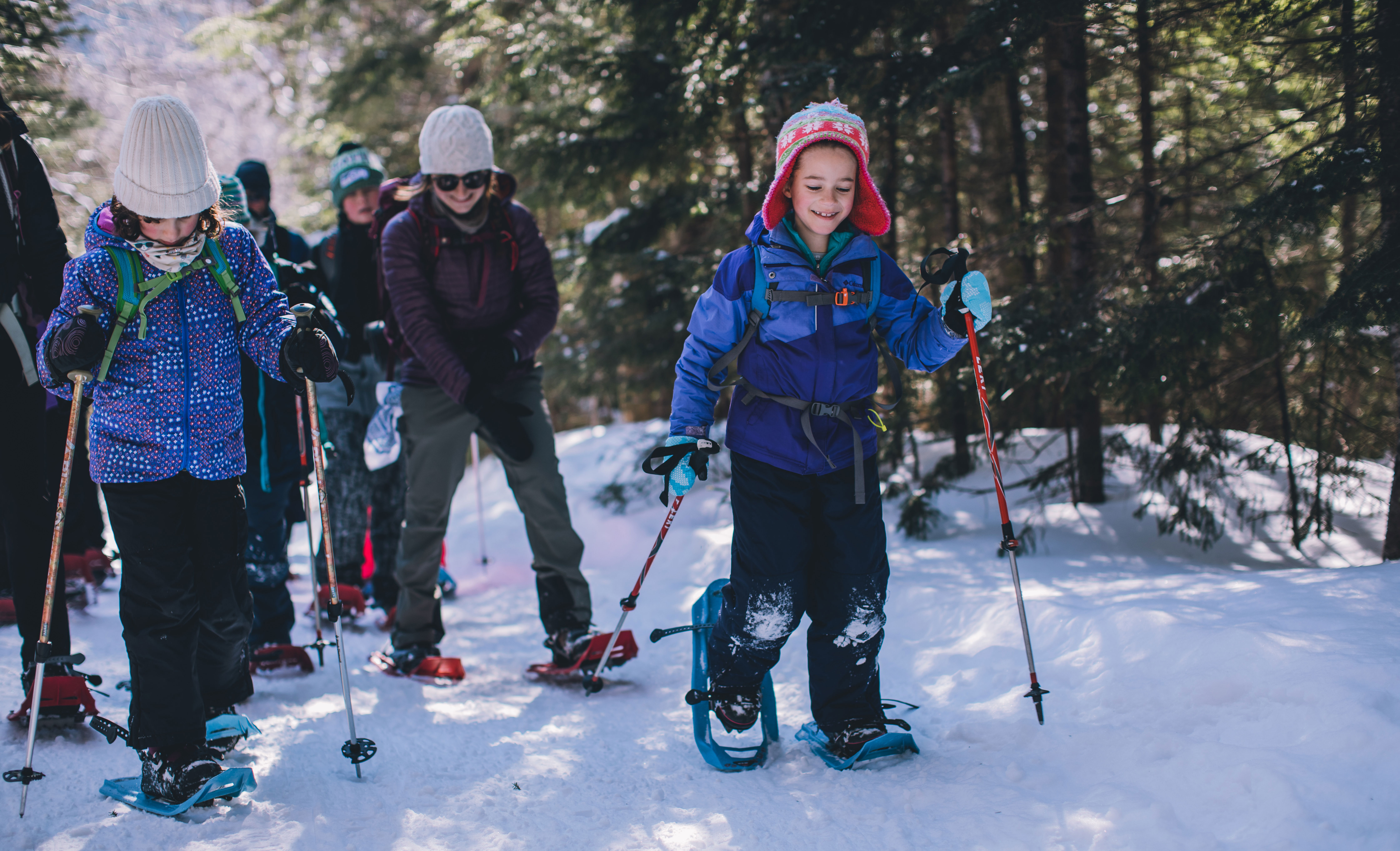 family showshoeing