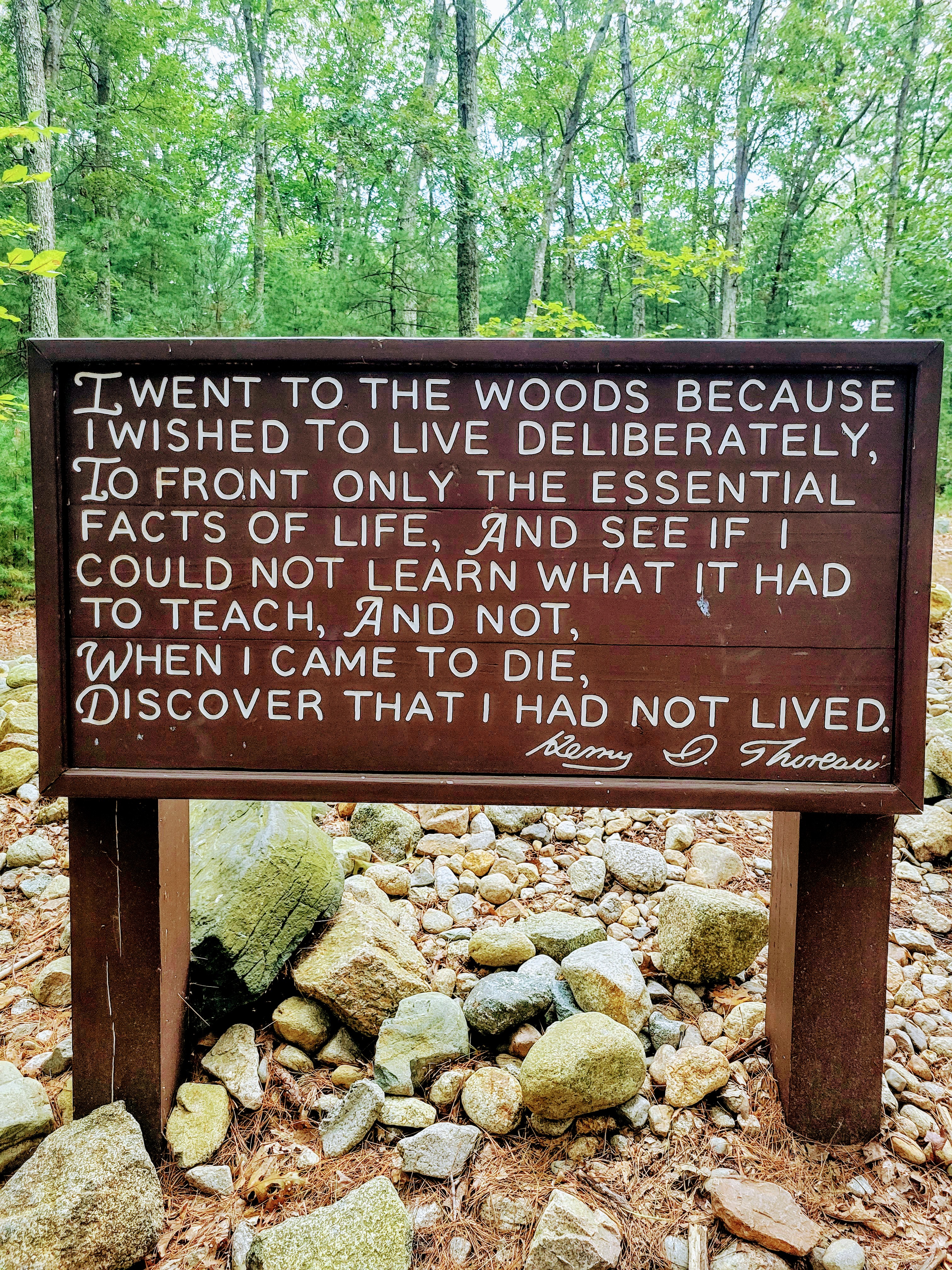 sign at Walden Pond with Thoreau quote