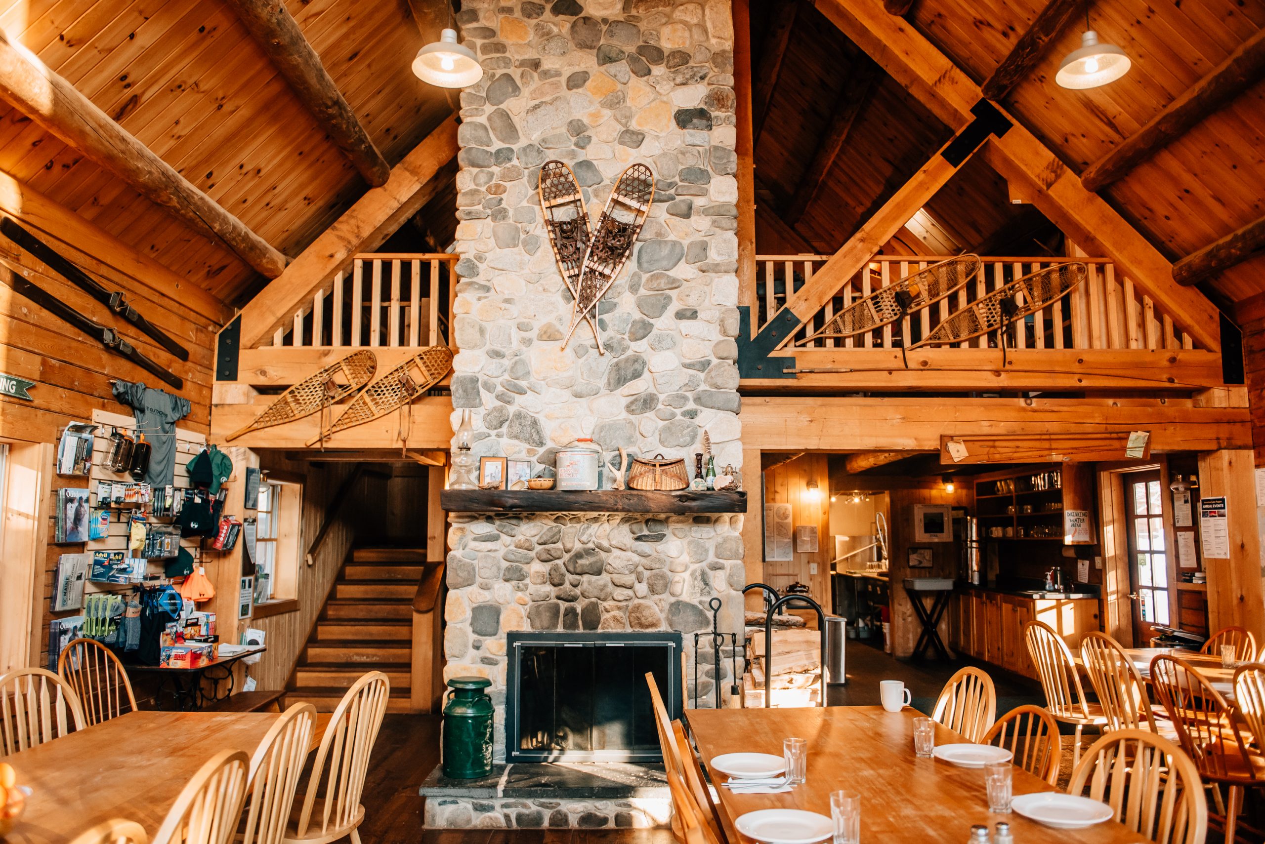 Grand fireplace in Little Lyford dining room.