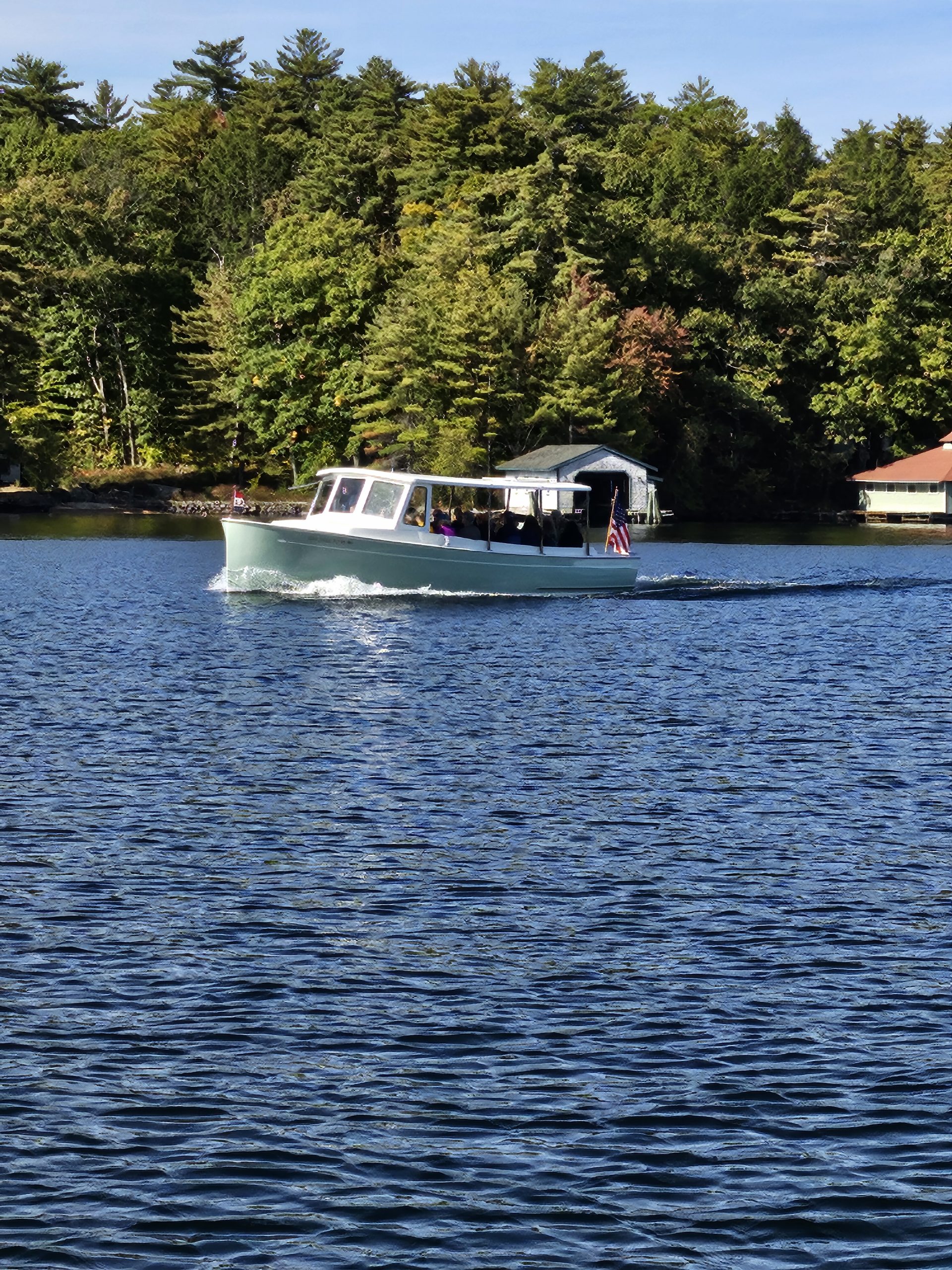 The Appy VI electric boat at AMC's volunteer-run Three Mile Island Camp