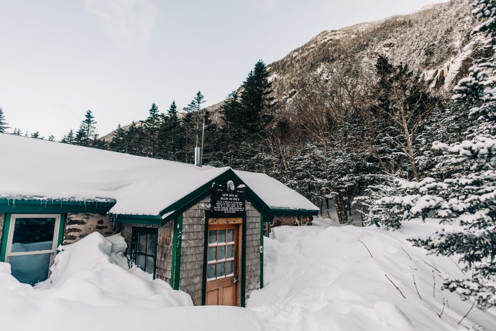 Carter Notch Hut in snow.