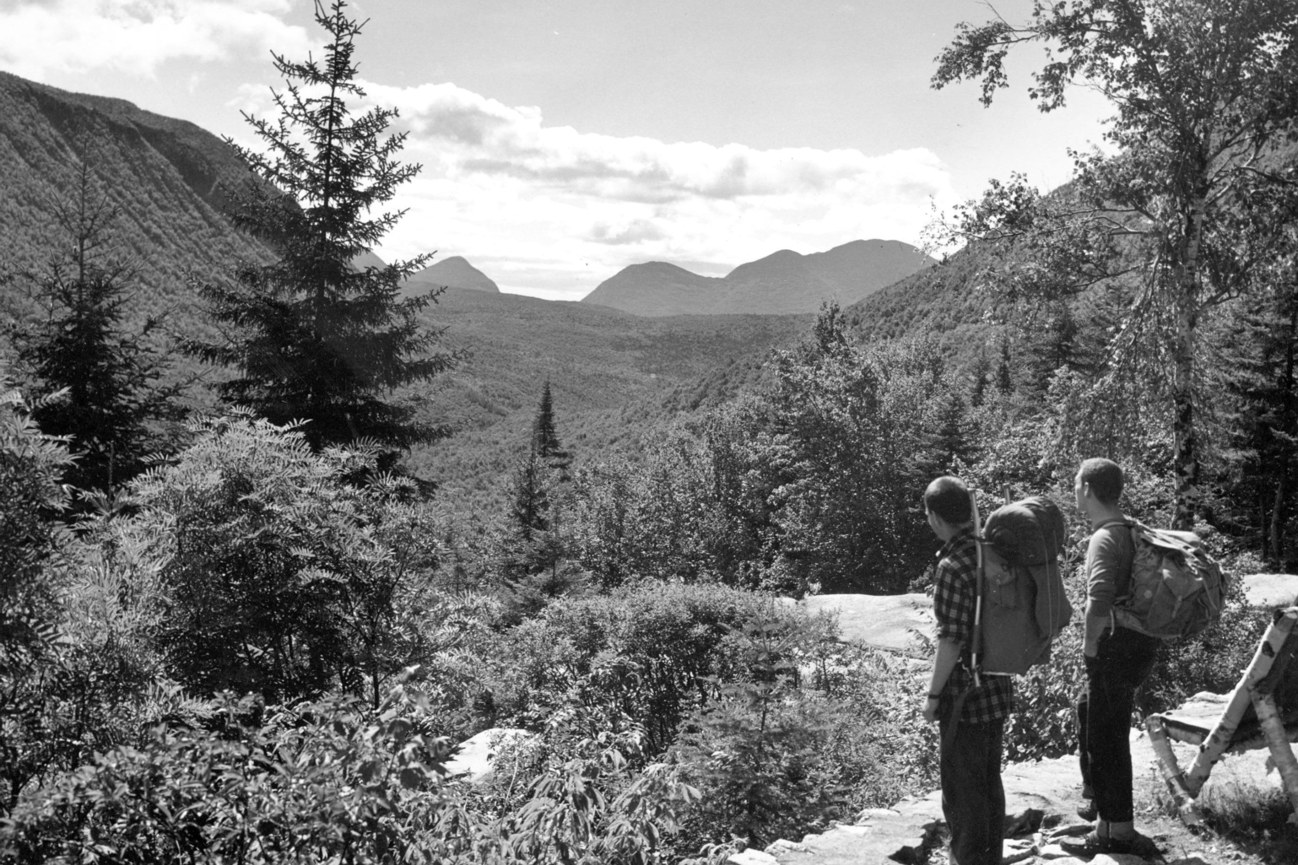 Boys Looking At The View From Zealand Falls Hut 1950s