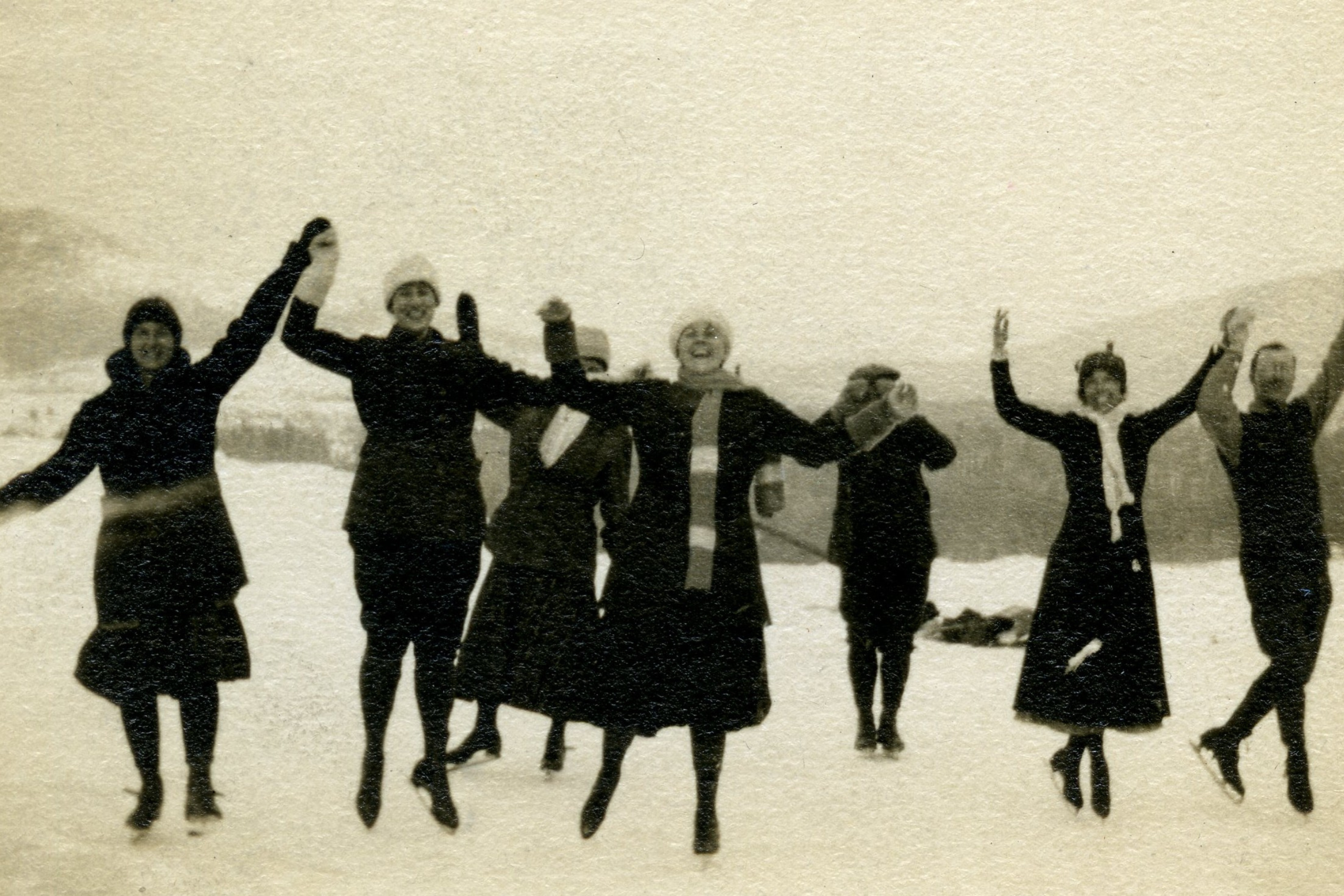 Seven Ny Chapter Members On Ice Skates 1920s
