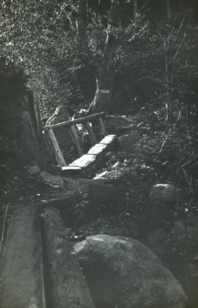 1895 Footbridge Over Snyder Brook With A Path Sign Beyond Randolph, N.h. 1918 Ls38.48