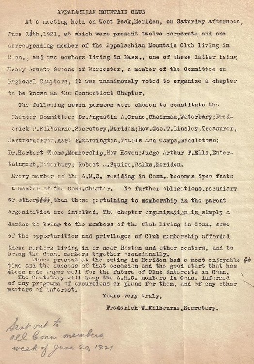 1921 June 11 Amc Connecticut Chapter First Meeting Report