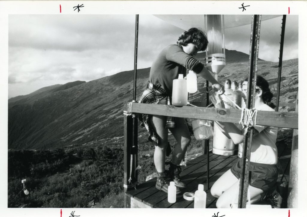 1981 Researchers Checking Acid Rain Study Collection Site Lakes Of The Clouds Hut 1986