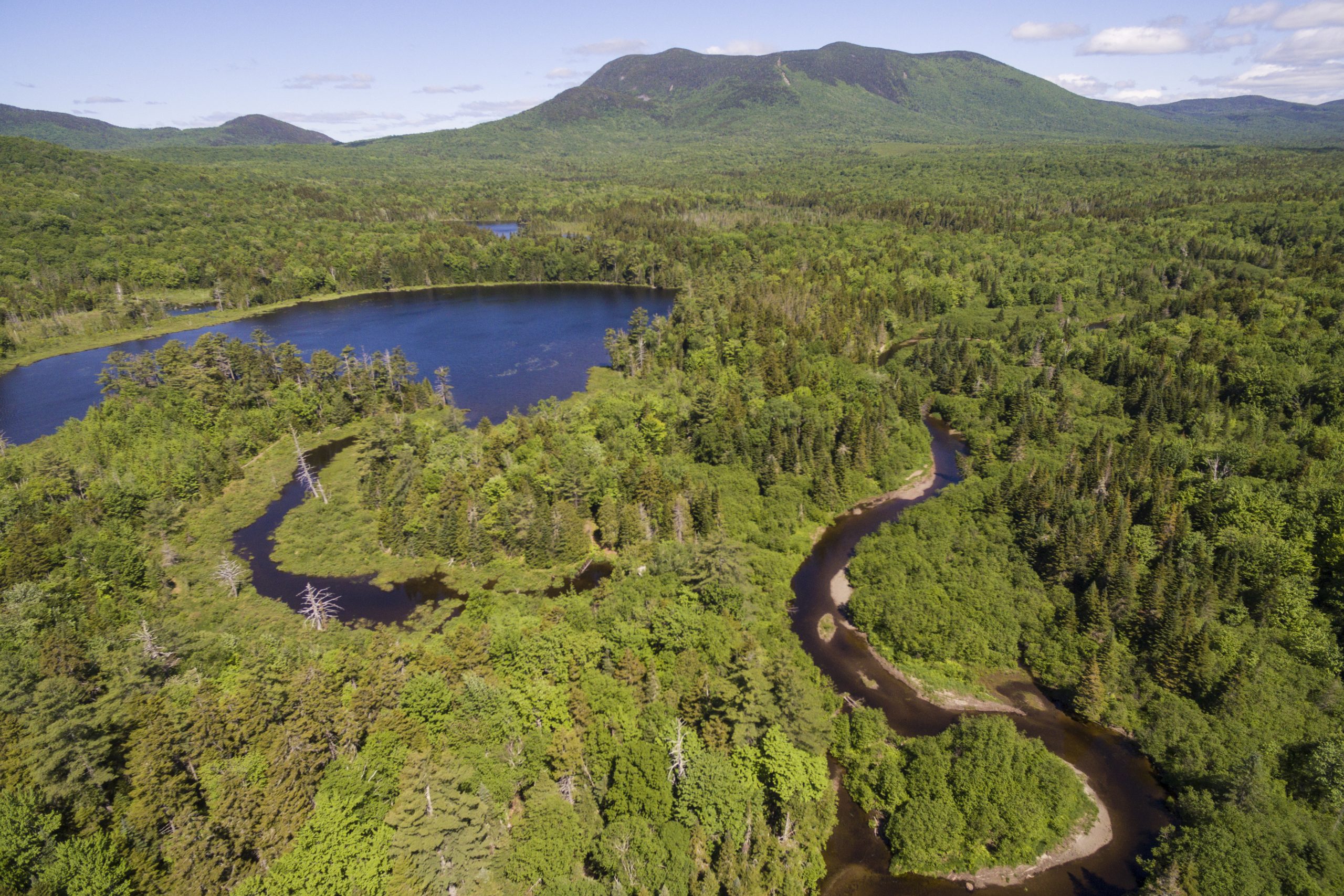 An Aerial View Of The West Branch Of The Pleasant River, Little Lyford Pond, And Baker Mountain In Maine's 100 Mile Wilderness.